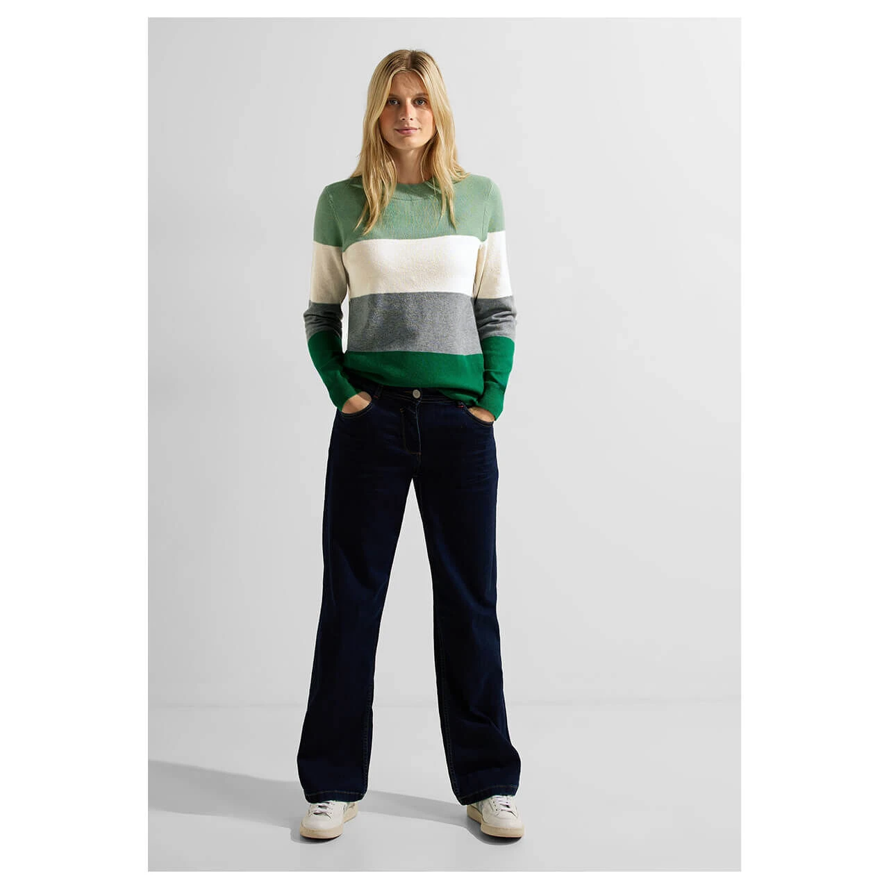 Cecil Damen Pullover Cosy Stripe Clear Sage Green 6 Cecil Damen Pullover Cosy Stripe Clear Sage Green – Bild 4