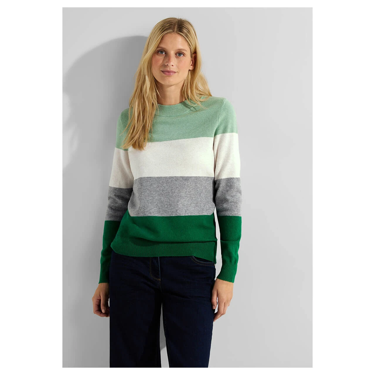 Cecil Damen Pullover Cosy Stripe Clear Sage Green 4 Cecil Damen Pullover Cosy Stripe Clear Sage Green – Bild 2