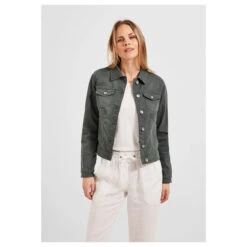 Cecil Jeansjacke Easy Khaki 8 Cecil Jeansjacke Easy Khaki -Wellensteyn Shop cecil garment dye denim jacket jeansjacke gruen 14684 front