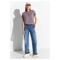 Cecil Damen T-Shirt GMD Aubergine Red -Wellensteyn Shop cecil gmd shirt rot 15743 model