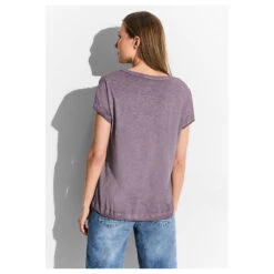 Cecil Damen T-Shirt GMD Aubergine Red -Wellensteyn Shop cecil gmd shirt rot 15743 model hinten