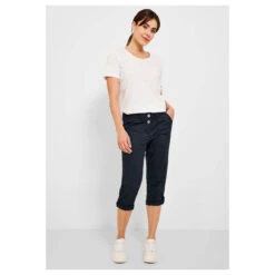 Cecil New York Capri Papertouch 3/4 Baumwollhose Deep Blue -Wellensteyn Shop cecil jeans new york papertouch 3 4 blau 10128 ansicht vorne