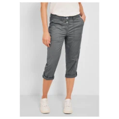 Cecil New York Capri Papertouch 3/4 Baumwollhose Graphit Light Grey -Wellensteyn Shop cecil jeans new york papertouch 3 4 grau 10498 ansicht front