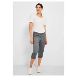 Cecil New York Capri Papertouch 3/4 Baumwollhose Graphit Light Grey -Wellensteyn Shop cecil jeans new york papertouch 3 4 grau 10498 ansicht vorne