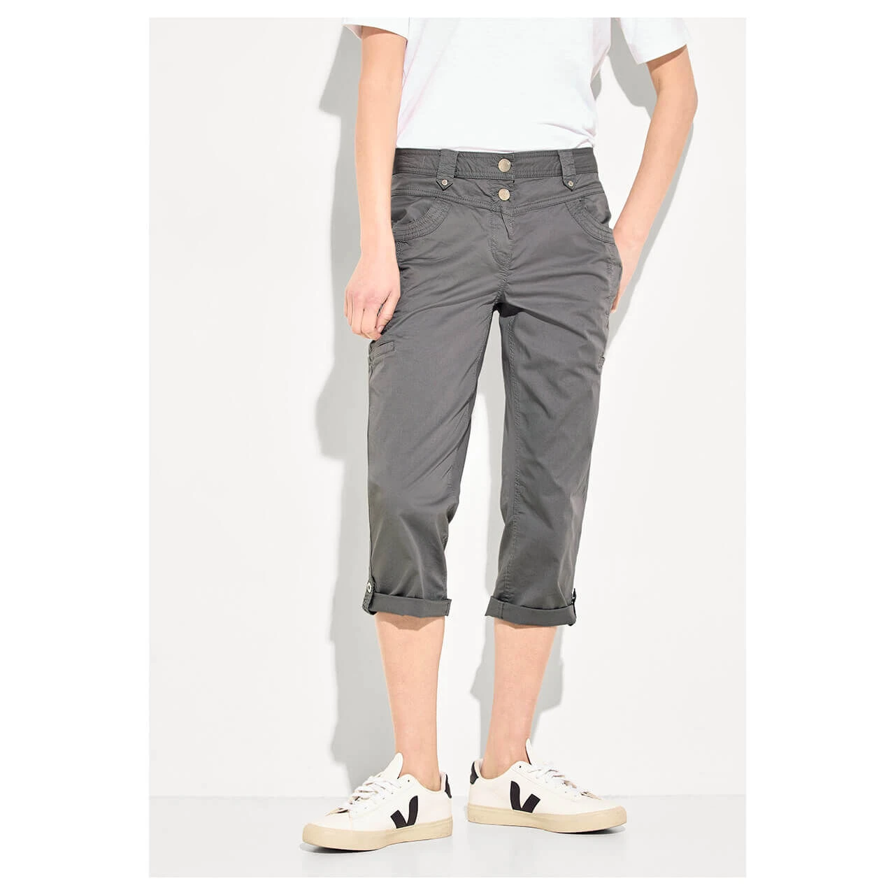 Cecil New York Capri Papertouch 3/4 Baumwollhose Soft Iron Grey 6 Cecil New York Capri Papertouch 3/4 Baumwollhose Soft Iron Grey – Bild 4