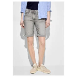Cecil Scarlett Jeans Shorts Mid Grey Used Washed -Wellensteyn Shop cecil jeans scarlett shorts grey 10271 model vorne