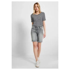 Cecil Scarlett Jeans Shorts Grey Washed -Wellensteyn Shop cecil jeans scarlett shorts grey 10573 ansicht vorne