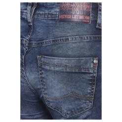 Cecil Scarlett Jeans Shorts Mid Blue Used Washed -Wellensteyn Shop cecil jeans scarlett shorts mid blue 10235 ansicht detail hinten