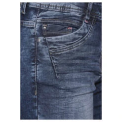 Cecil Scarlett Jeans Shorts Mid Blue Used Washed -Wellensteyn Shop cecil jeans scarlett shorts mid blue 10235 ansicht detail vorne