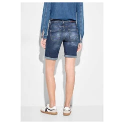 Cecil Scarlett Jeans Shorts Mid Blue Used Washed -Wellensteyn Shop cecil jeans scarlett shorts mid blue 10235 model hinten