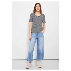 Cecil Lena T-Shirt Deep Blue Stripes -Wellensteyn Shop cecil lena stripe t shirt blau 20128 vorne