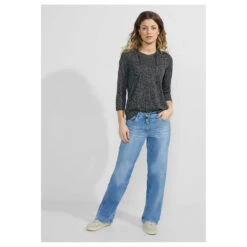 Cecil Damen 3/4 Arm Shirt Minimal Tunic Strong Khaki Printed -Wellensteyn Shop cecil minimal tunic gruen 25382 model