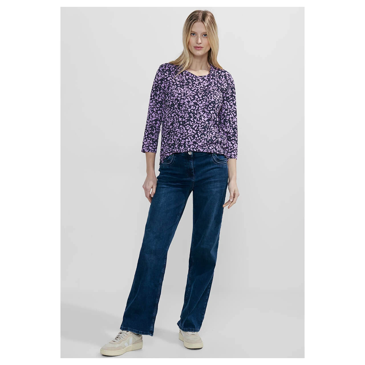 Cecil Damen 3/4 Arm Shirt Minimal Tunic Universal Blue Printed 6 Cecil Damen 3/4 Arm Shirt Minimal Tunic Universal Blue Printed – Bild 4