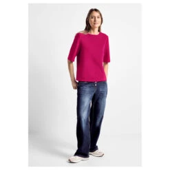 Cecil Damen Kurzarm Sweatshirt Pink Sorbet -Wellensteyn Shop cecil modal short sleeve sweatshirt rosa 15597 model