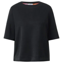 Cecil Damen Kurzarm Sweatshirt Black