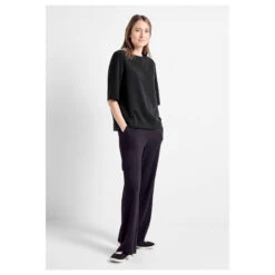 Cecil Damen Kurzarm Sweatshirt Black -Wellensteyn Shop cecil modal short sleeve sweatshirt schwarz 10001 model