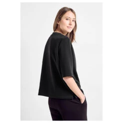 Cecil Damen Kurzarm Sweatshirt Black -Wellensteyn Shop cecil modal short sleeve sweatshirt schwarz 10001 model hinten