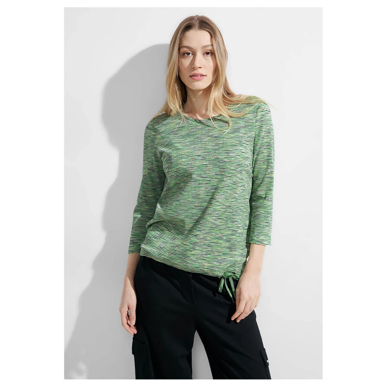 Cecil Damen 3/4 Arm Shirt Multi Melange Stripe Green 4 Cecil Damen 3/4 Arm Shirt Multi Melange Stripe Green – Bild 2