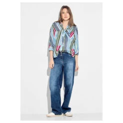Cecil Damen 3/4 Arm Bluse Multicolor Light Cotton Vanilla White -Wellensteyn Shop cecil multicolor light cotton blouse bluse blau 33474 model