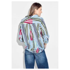 Cecil Damen 3/4 Arm Bluse Multicolor Light Cotton Vanilla White -Wellensteyn Shop cecil multicolor light cotton blouse bluse blau 33474 model hinten