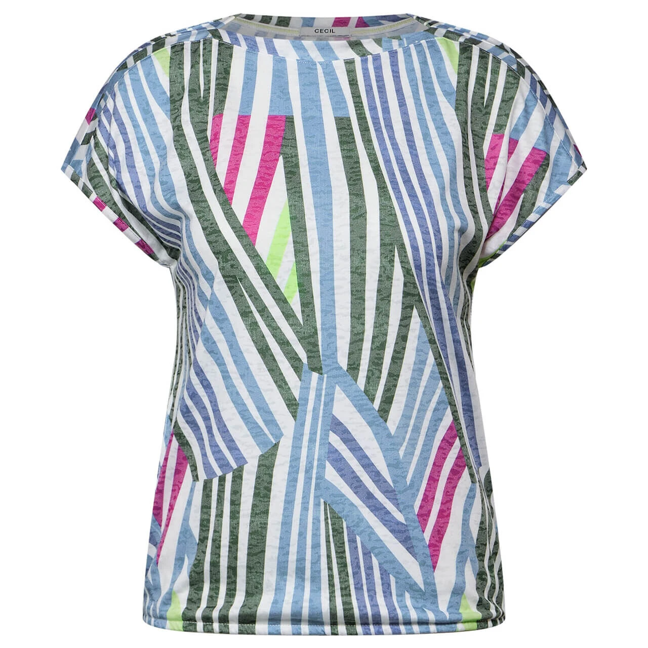 Cecil Damen T-Shirt Multicolor Print Burnout Vanilla White 3 Cecil Damen T-Shirt Multicolor Print Burnout Vanilla White
