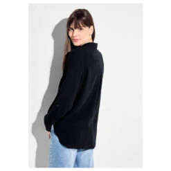 Cecil Damen Langarm Bluse Musselin Blouse Universal Blue -Wellensteyn Shop cecil musselin blouse bluse blau 15512 model hinten