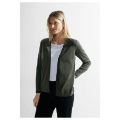 Wellensteyn Shop -Wellensteyn Shop cecil open basic cardigan gruen 25612 model vorne