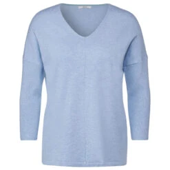Cecil Damen 3/4 Arm Pullover Oversized V-Neck Tranquil Blue Melange