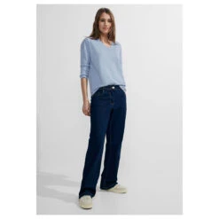 Cecil Damen 3/4 Arm Pullover Oversized V-Neck Tranquil Blue Melange -Wellensteyn Shop cecil oversized v neck pullover blau 13996 model