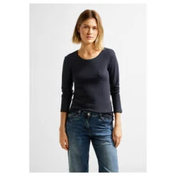 Cecil Pia Langarm Shirt Night Sky Blue -Wellensteyn Shop cecil pia langarmshirt blau 14077 detail vorne