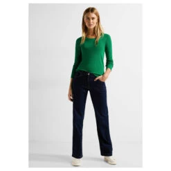 Cecil Damen Langarm Shirt Pia Easy Green -Wellensteyn Shop cecil pia langarmshirt gruen 15069 model