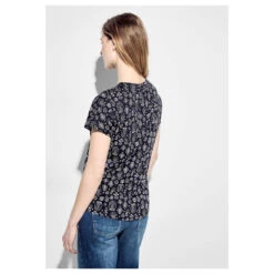 Cecil Damen T-Shirt Black Ornament -Wellensteyn Shop cecil print tunic tunikashirt schwarz 30001 model hinten