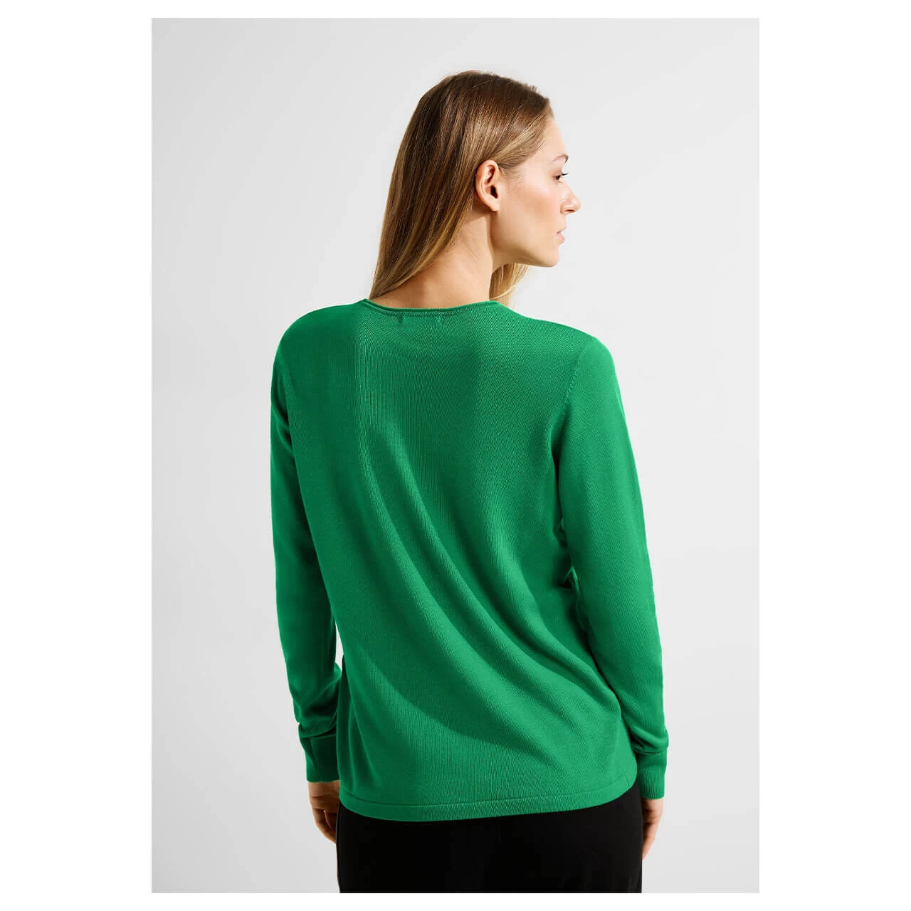 Cecil Damen Pullover Rounded V-Neck Easy Green 5 Cecil Damen Pullover Rounded V-Neck Easy Green – Bild 3