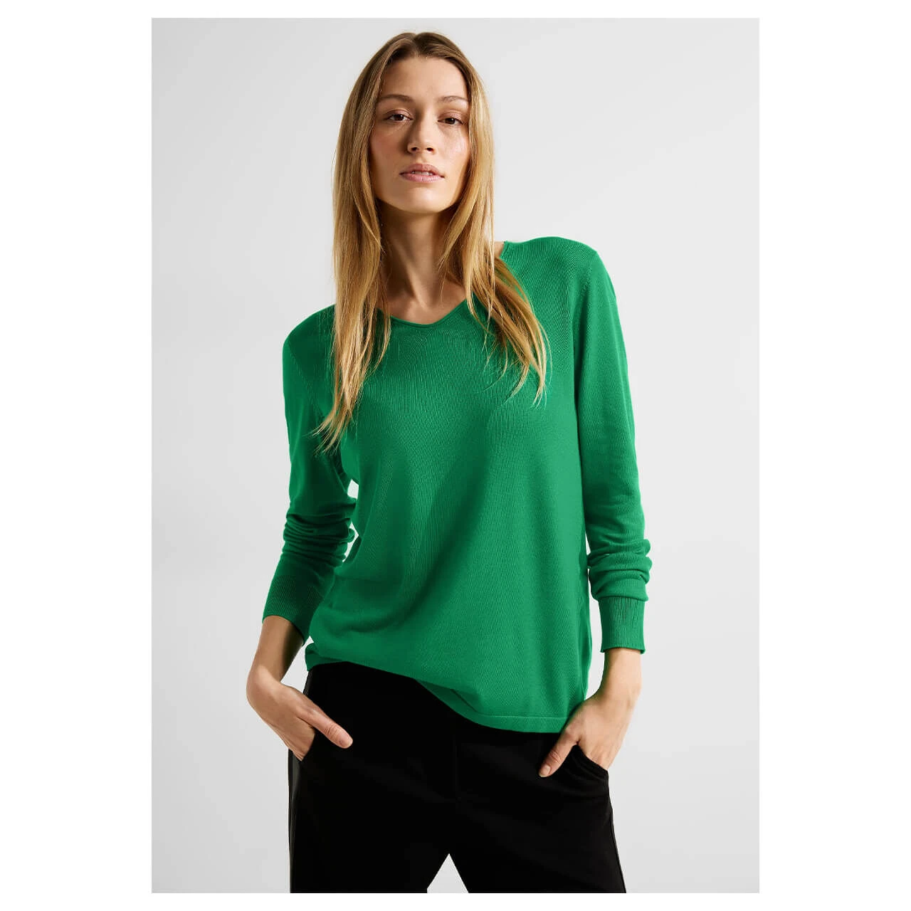 Cecil Damen Pullover Rounded V-Neck Easy Green 4 Cecil Damen Pullover Rounded V-Neck Easy Green – Bild 2