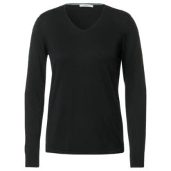 Cecil Damen Pullover Rounded V-Neck Black