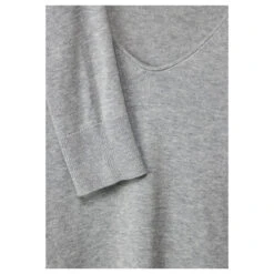 Cecil Damen Pullover Rounded V-Neck Mineral Grey Melange 13 Cecil Damen Pullover Rounded V-Neck Mineral Grey Melange -Wellensteyn Shop cecil rounded neck pullover grey 10327 ansicht detail