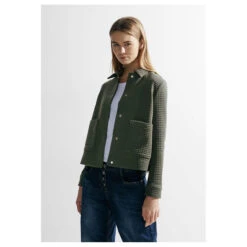 Cecil Damen Shirtjacke Dynamic Khaki -Wellensteyn Shop cecil short shirt jacket gruen 15612 model vorne