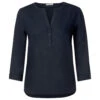 Cecil Solid Damen 3/4 Arm Bluse Deep Blue -Wellensteyn Shop cecil solid blouse bluse blau 10128