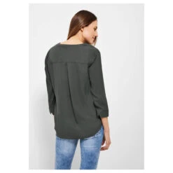 Cecil Solid Damen 3/4 Arm Bluse Easy Khaki -Wellensteyn Shop cecil solid blouse bluse gruen 14684 hinten