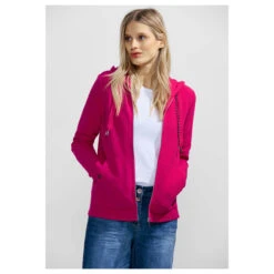 Wellensteyn Shop -Wellensteyn Shop cecil solid jacket sweatjacke rosa 15597 model vorne