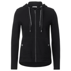 Cecil Damen Hoodie Shirtjacke Solid Black