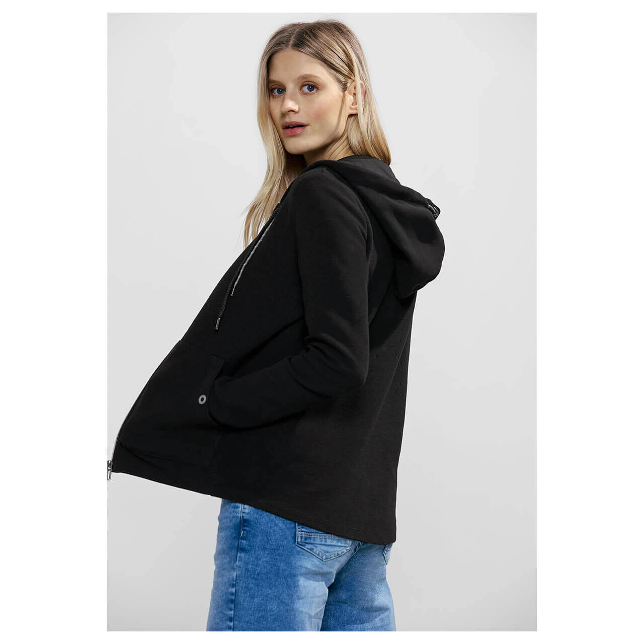 Cecil Damen Hoodie Shirtjacke Solid Black 5 Cecil Damen Hoodie Shirtjacke Solid Black – Bild 3