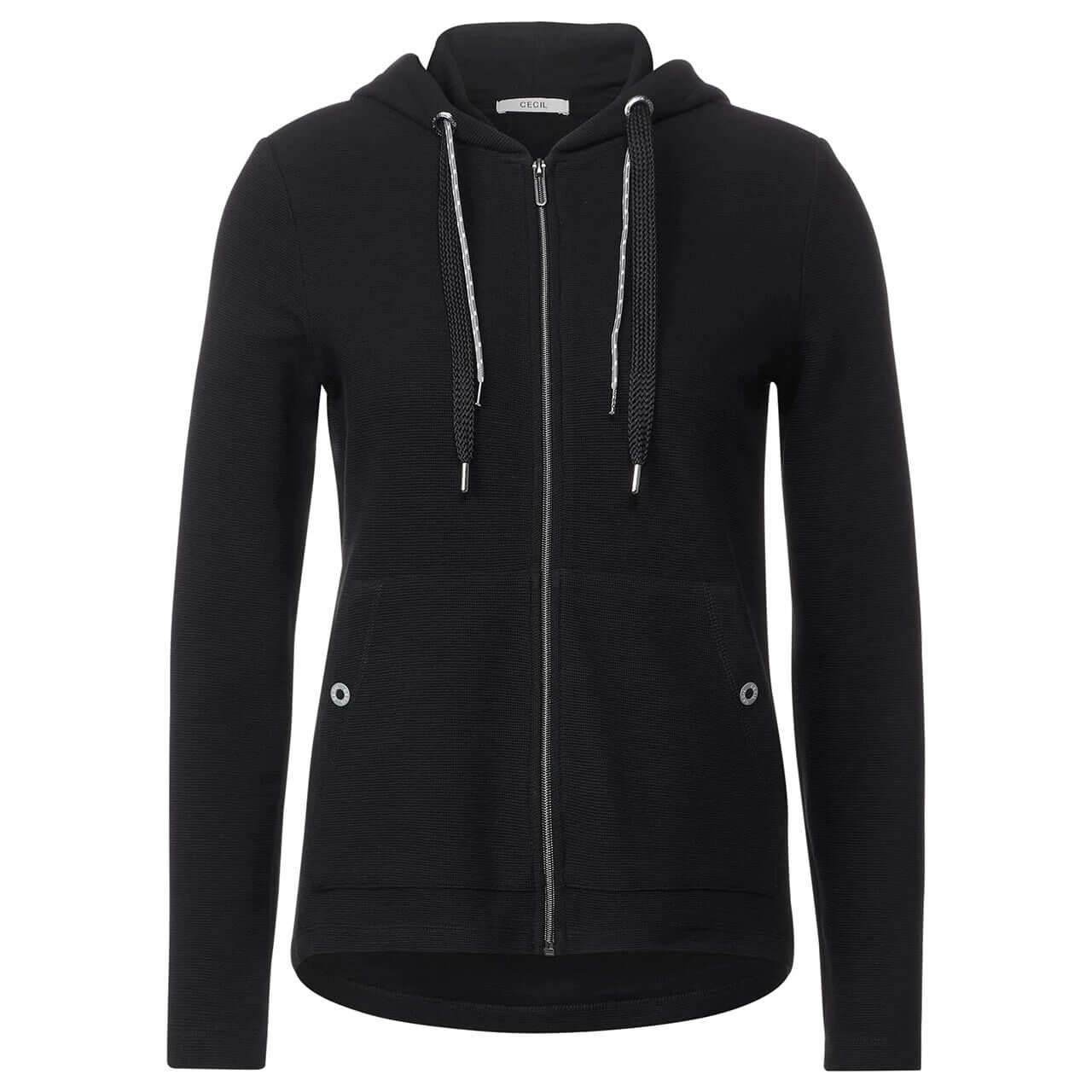 Cecil Damen Hoodie Shirtjacke Solid Black 3 Cecil Damen Hoodie Shirtjacke Solid Black
