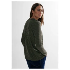 Cecil Damen Langarm Shirt Solid Jacquard Tunic Dynamic Khaki 9 Cecil Damen Langarm Shirt Solid Jacquard Tunic Dynamic Khaki -Wellensteyn Shop cecil solid jacquard tunic langarmshirt gruen 15612 model hinten