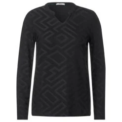 Cecil Damen Langarm Shirt Solid Jacquard Tunic Black
