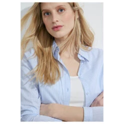 Cecil Damen Langarm Bluse Stripe Blouse Tranquil Blue -Wellensteyn Shop cecil stripe blouse bluse blau 24921 model detail