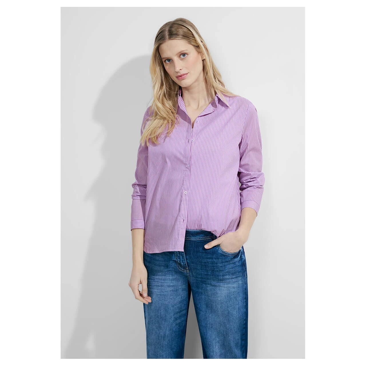 Cecil Damen Langarm Bluse Stripe Blouse Sporty Lilac 4 Cecil Damen Langarm Bluse Stripe Blouse Sporty Lilac – Bild 2