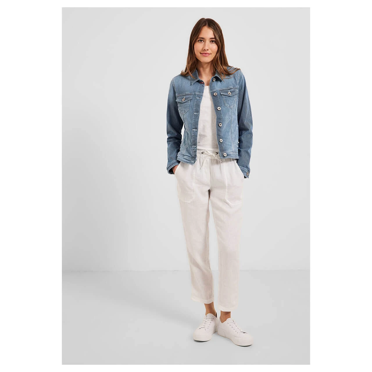 Cecil Jeansjacke Mid Blue Used Stripes 7 Cecil Jeansjacke Mid Blue Used Stripes – Bild 5