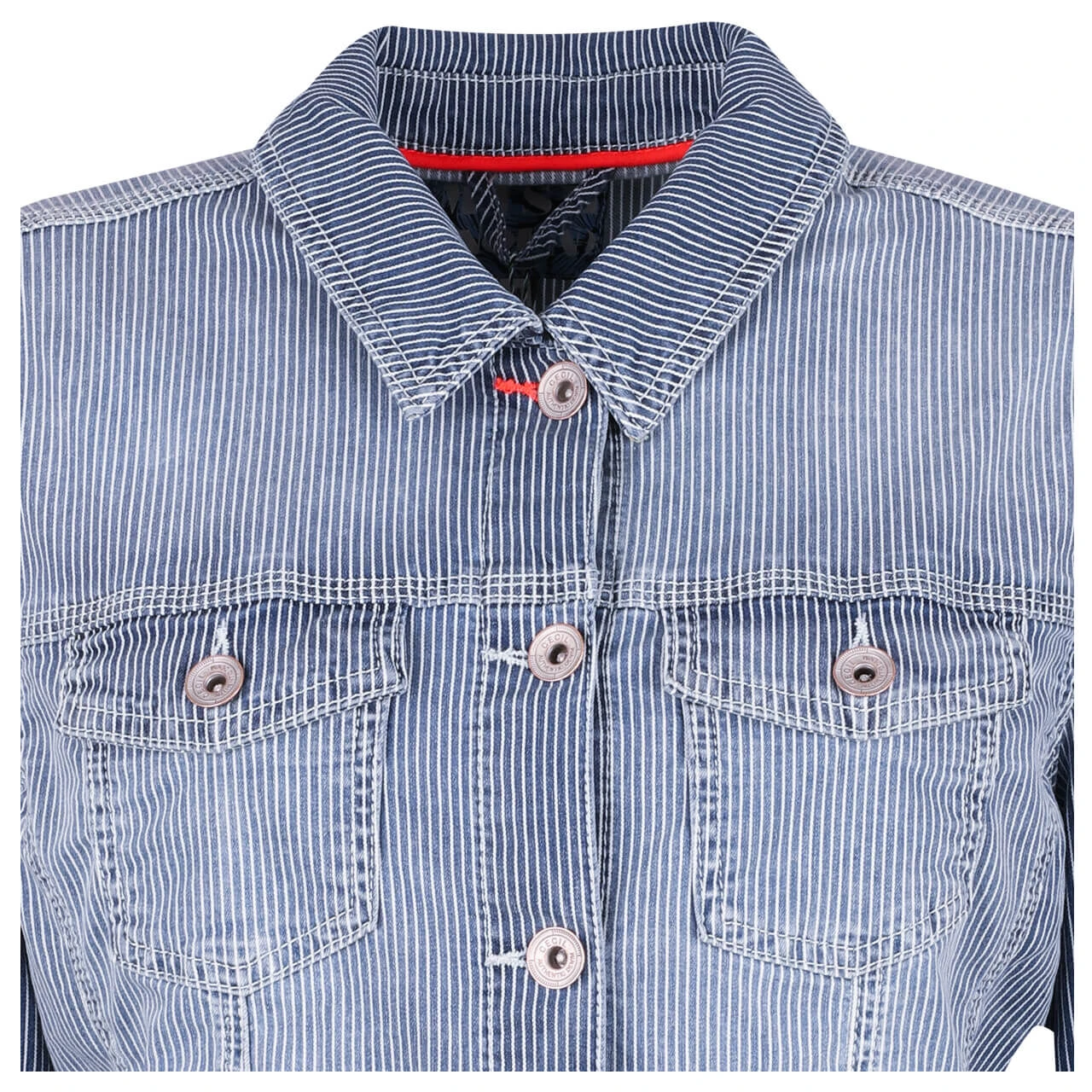 Cecil Jeansjacke Mid Blue Used Stripes 8 Cecil Jeansjacke Mid Blue Used Stripes – Bild 6