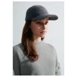 Cecil Damen Pullover Structure Mix Dolman Mineral Grey Melange -Wellensteyn Shop cecil structure mix dolman stehkragenpullover grau 10327 model detail